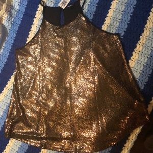 Torrid Gold Sequin High Neck Halter Tank Size 2